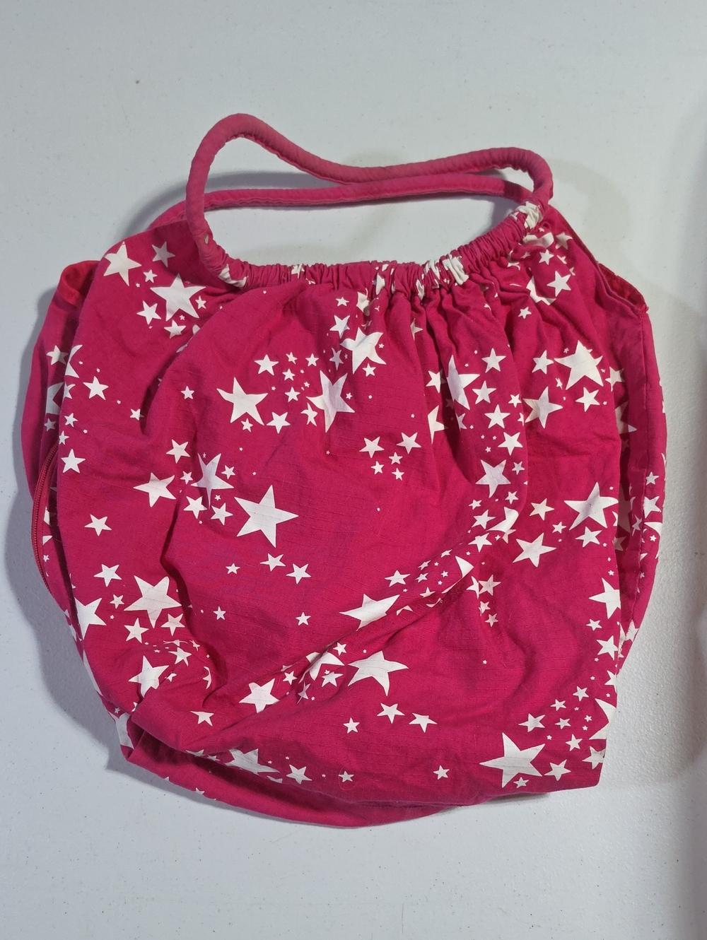 Pink Star Print Drawstring Tote Bag